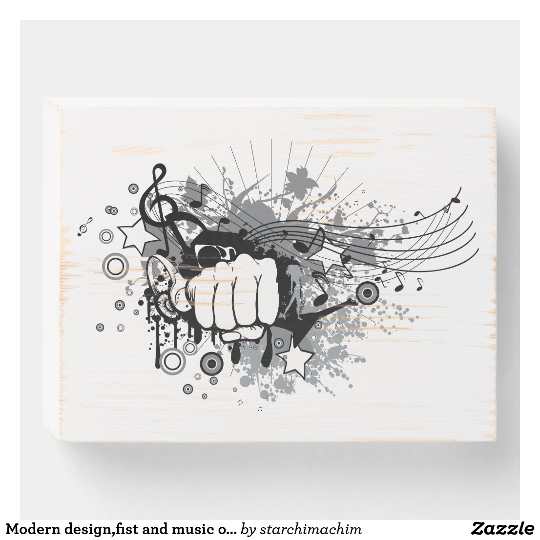 Modern design,fist and music on  wooden box sign