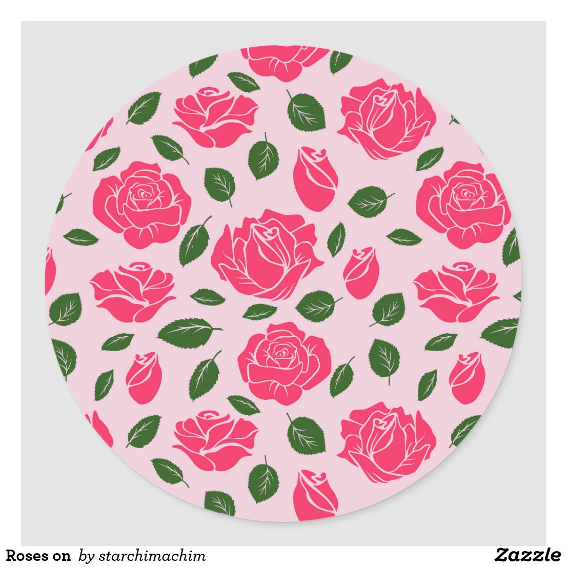Roses on  classic round sticker